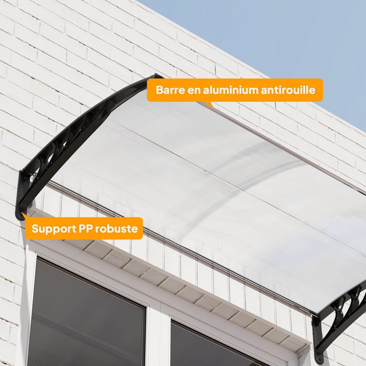 VORDACH DE-14005 Polycarbonat 90/150 cm, UV-Schutz Transparent - Transparent, Kunststoff (150/25/90cm) - ComfortXL