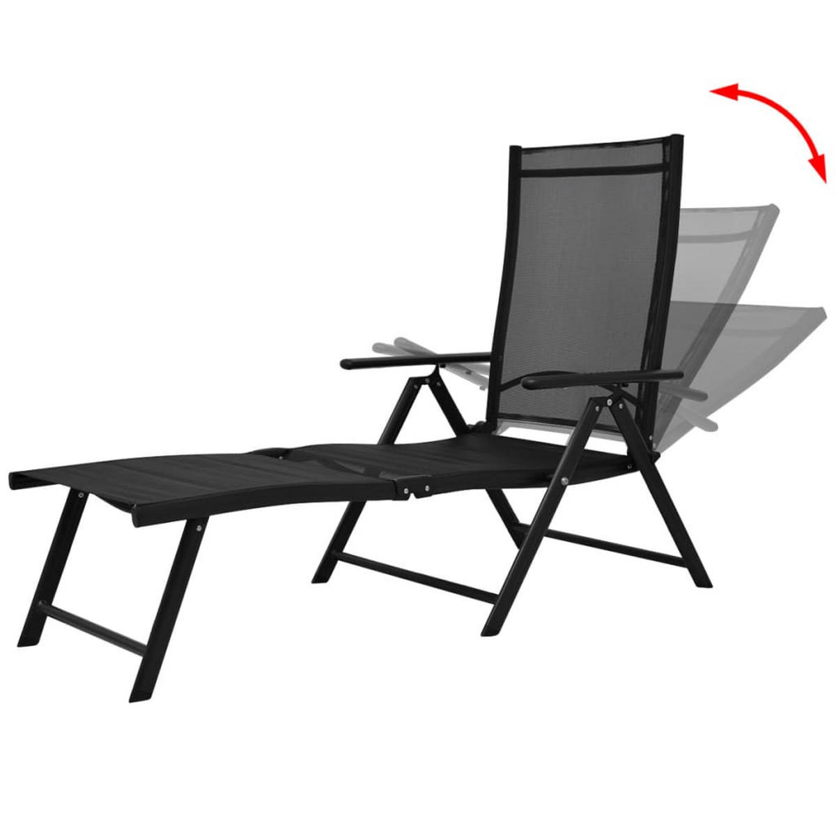 SONNENLIEGE Klappbar Aluminium Schwarz - Schwarz, Textil (63.5/96/178cm) - furnicato