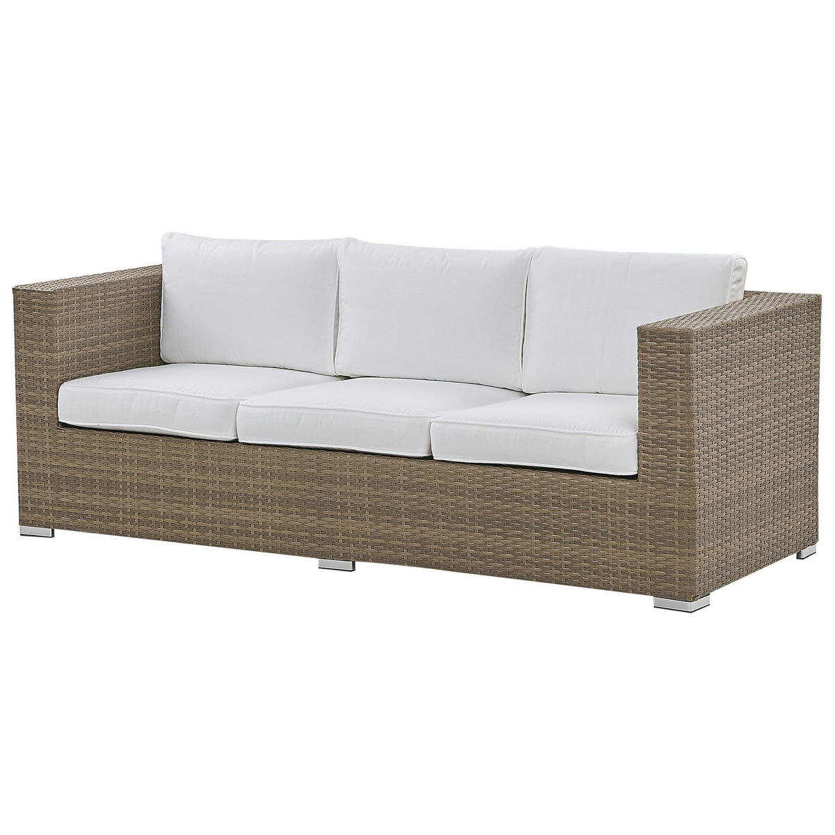 LOUNGE SET 5-Sitzer braun Auflagen weiß Belluno - Weiß, Kunststoff - Beliani