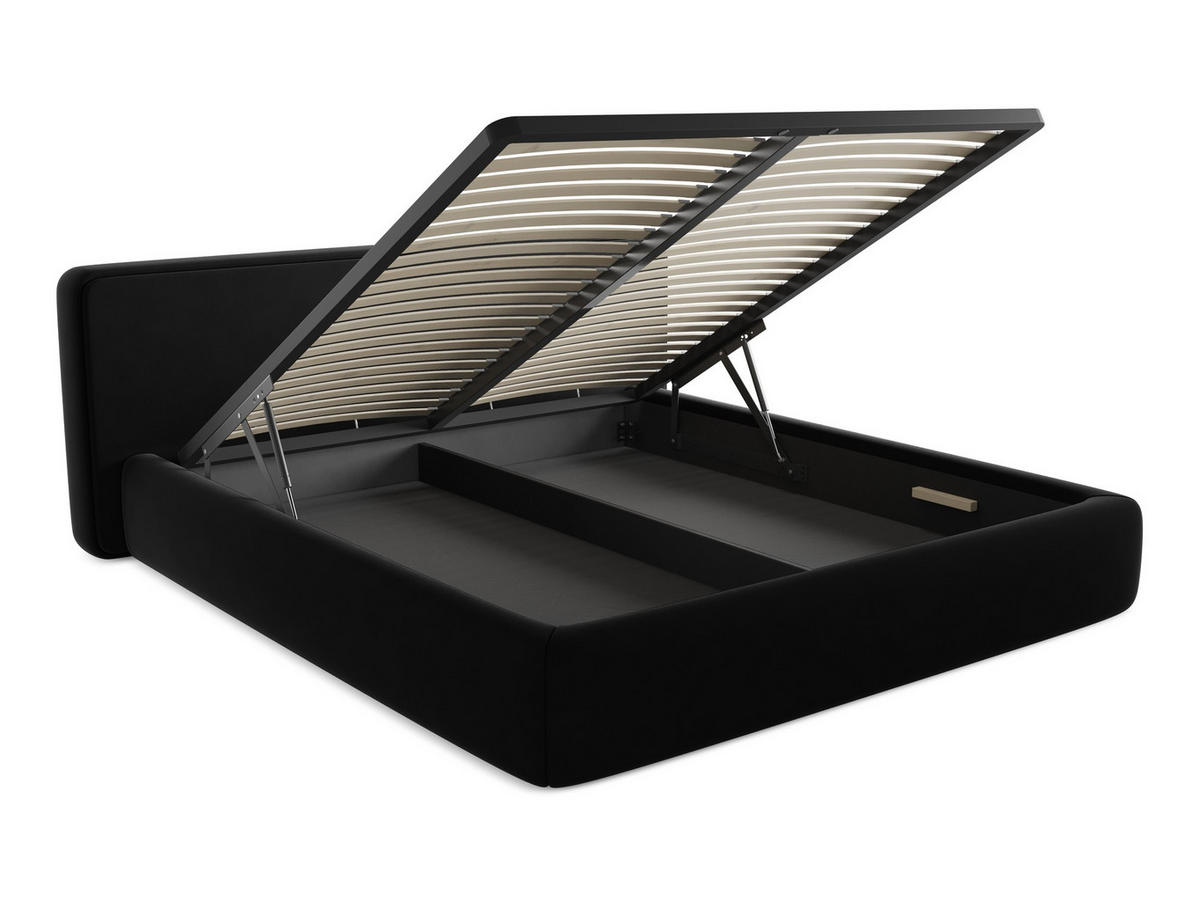 POLSTERBETT mit Bettkasten und Lattenrost 220x225 Schwarz - Schwarz, Kunststoff/Textil (180/200cm) - Makamii