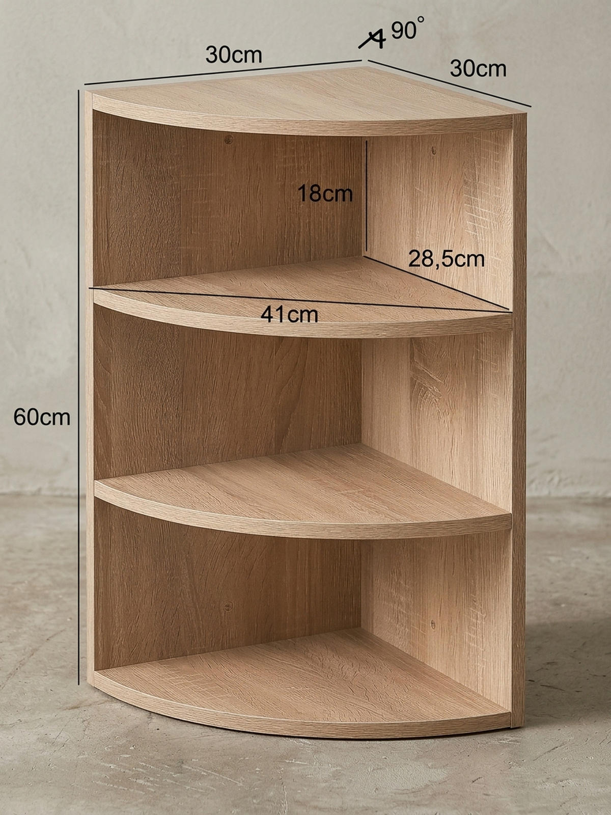 ECKREGAL NIDDA MDF Runder Front Modern, Beige 30x30x60 cm - Beige, Holz (30/60/30cm) - KADIMA DESIGN