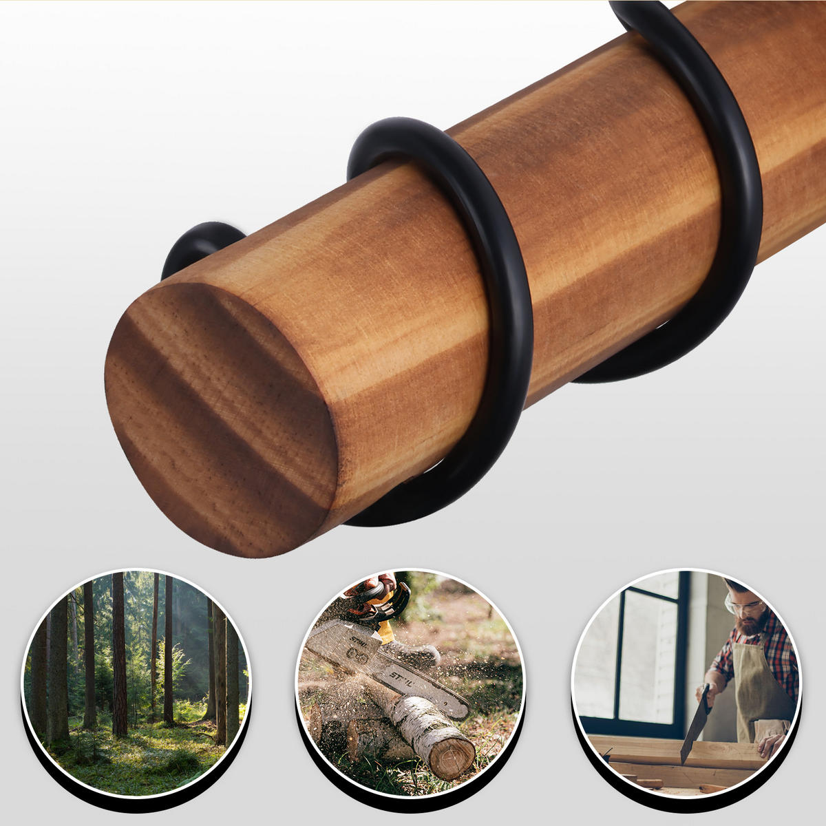 STEHLAMPE Anikad 22/22/152 cm - Schwarz, Holz (22/22/152cm) - ZMH