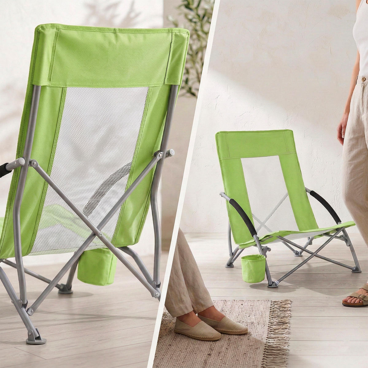 STOLICA - zelena, tekstil/metal (55/67/58cm) - Relaxdays