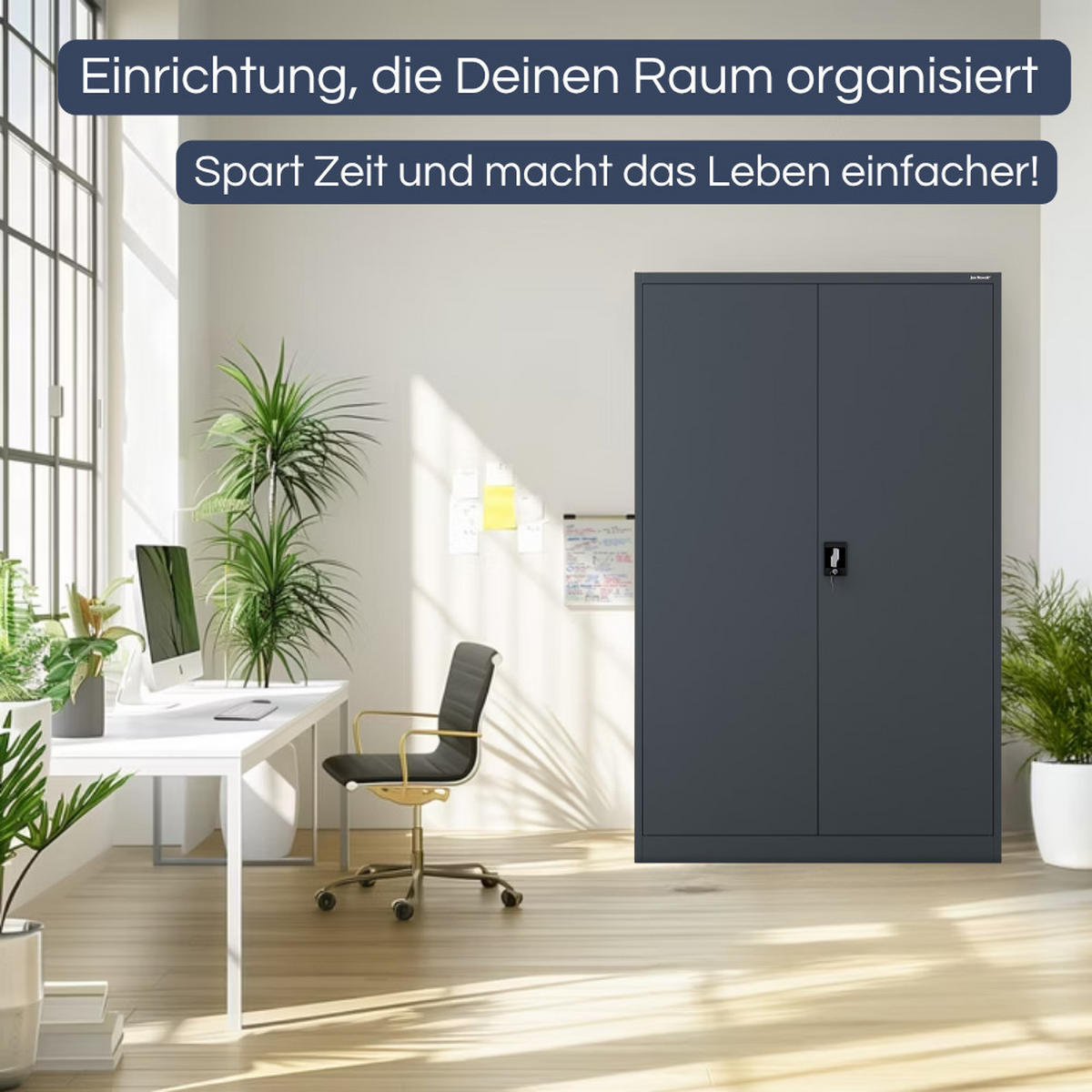 AKTENSCHRANK abschließbar KADO Flügeltüren 185x115x60cm Anthrazit - Anthrazit, Metall (115/185/60cm) - DELUKE