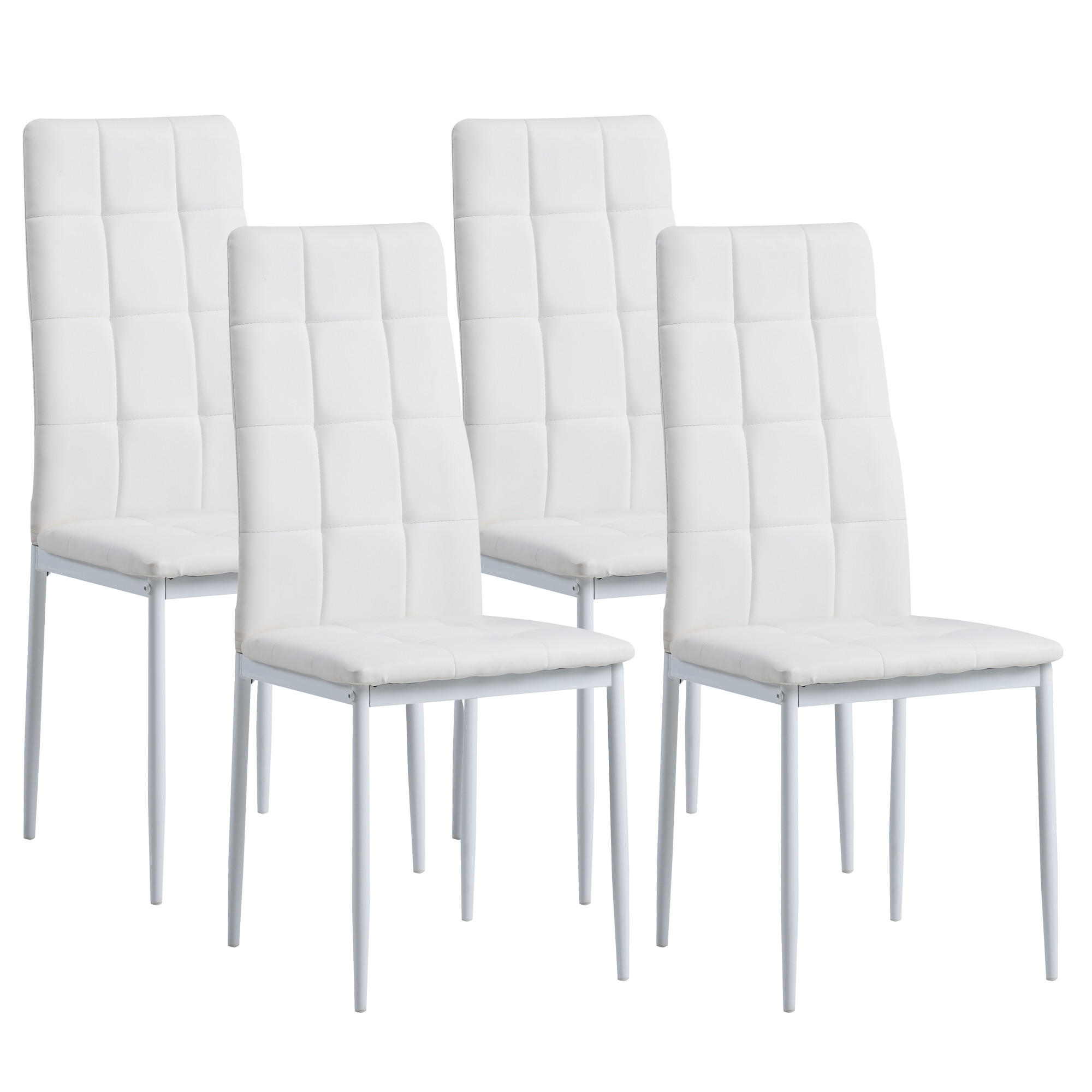 STUHL RIMINI Lederimitat Metallbeine 4er Set Weiss - Weiß, Kunststoff/Metall (41/97/38cm) - Albatros