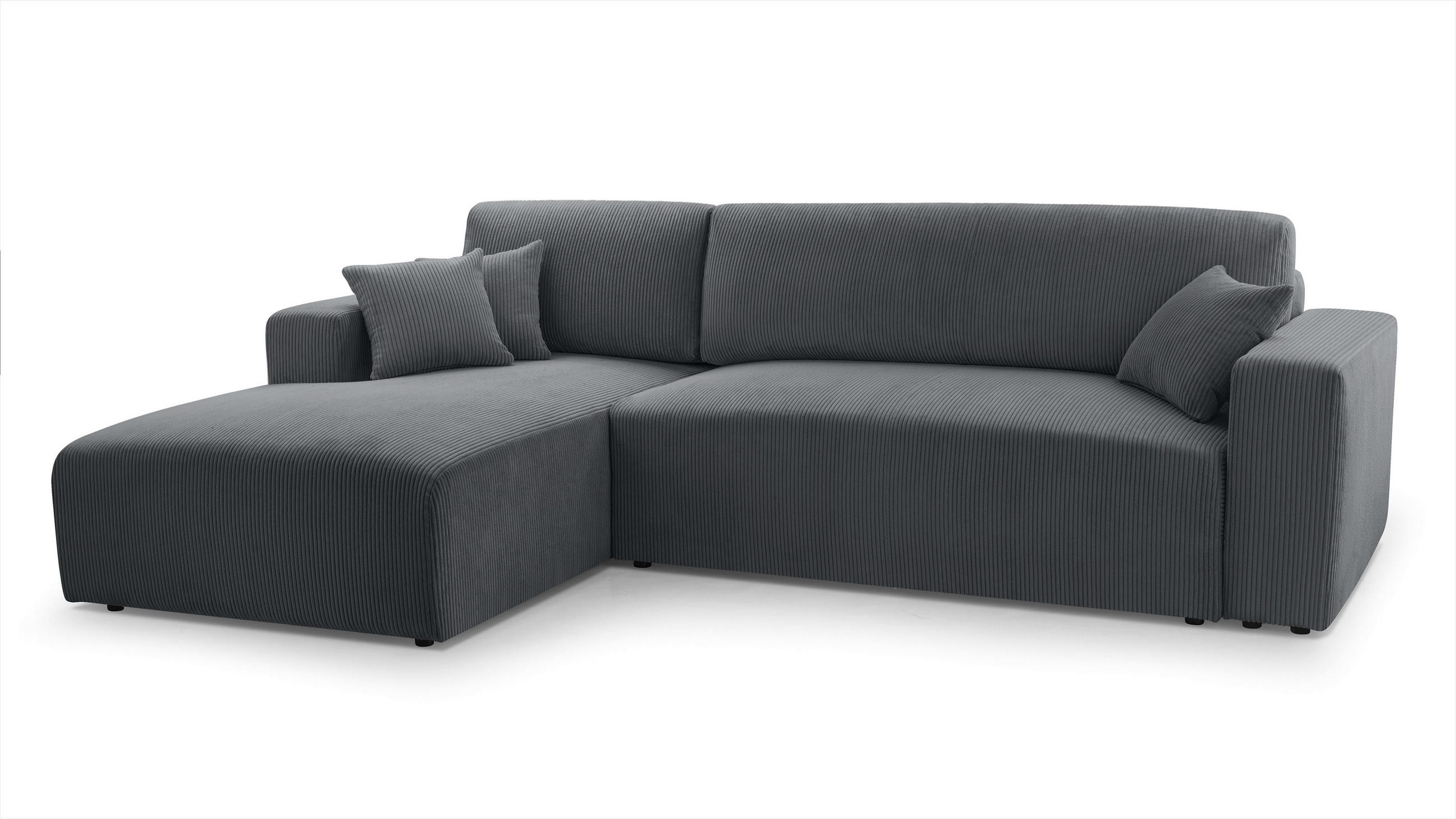 ECKSOFA L Form Catea Grau 279/145/84 cm Links mit Schlaffunktion - Schwarz/Grau, Kunststoff/Textil (145/279cm) - AX Living