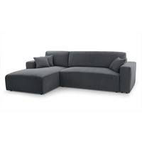 ECKSOFA L Form Catea Grau 279/145/84 cm Links mit Schlaffunktion - Schwarz/Grau, Kunststoff/Textil (145/279cm) - AX Living