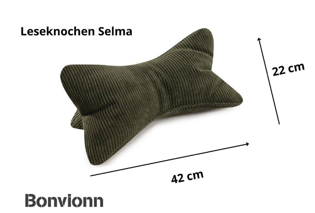 KISSEN Leseknochen Selma - Grün, Textil (22/42cm) - Bonvionn