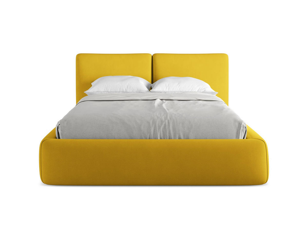 POLSTERBETT mit Bettkasten und Lattenrost 160x228 Gelb - Currygelb/Gelb, Kunststoff/Textil (140/200cm) - Makamii