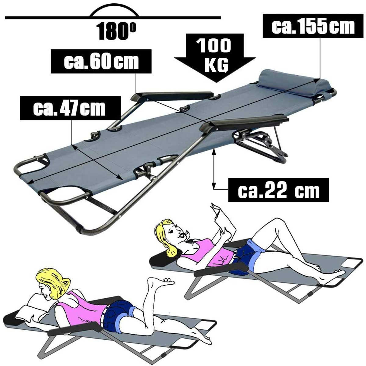 CAMPINGSTUHL, 153/70 cm, Grau - Grau, Kunststoff (60/30/153cm) - Amanka