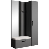 GARDEROBE Margaret II 121/203/43 mit Lamellen und Hochschrank - Schwarz/Graphitfarben, Holzwerkstoff/Kunststoff (121/203/43cm) - Beautysofa