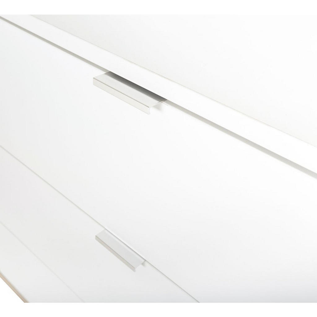 Thumbnail - Furn.Design Highboard, Weiß, Eiche, Metall, Echtholz, Nachbildung,Eiche, Uni, Holz Optik, 3 Fächer, 2 Schubladen, rund, ...