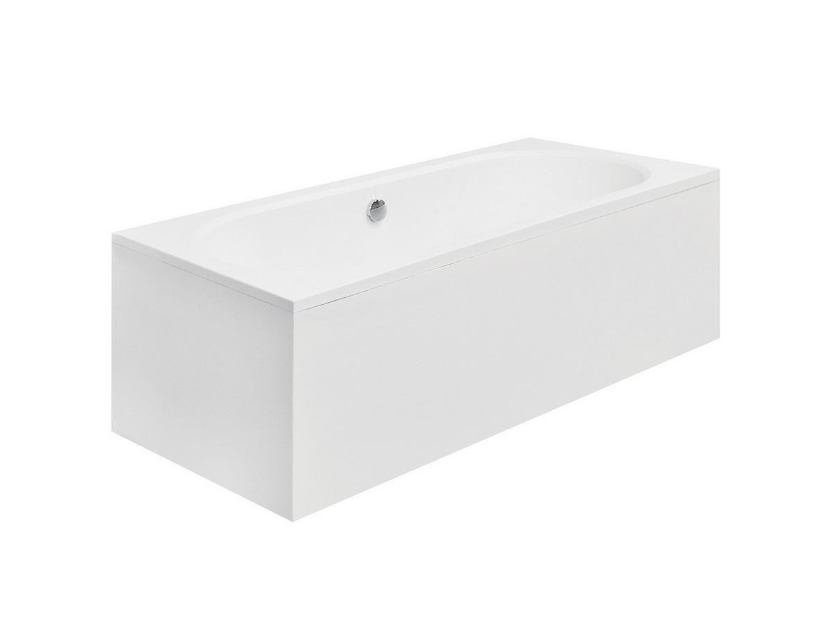BADEWANNE Rechteck VITAE 160/75 mit Schürze Ablauf Füße - Weiß, Kunststoff (75/55.5/160cm) - bad land