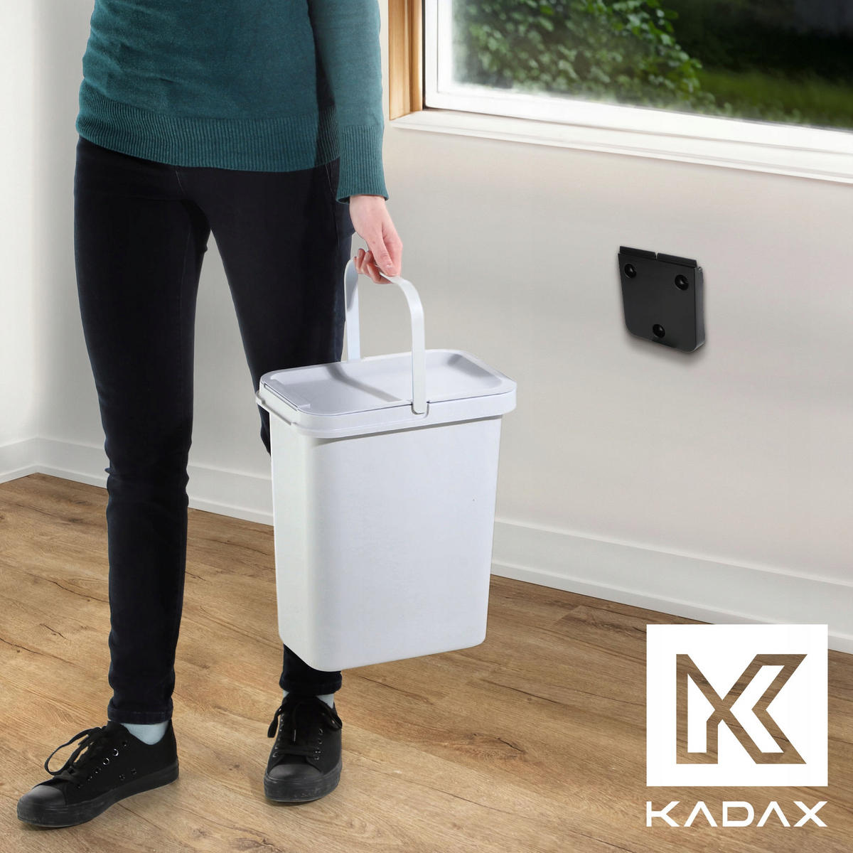 ABFALLBEHÄLTER mit Griff, 12L, Hellgrau - Hellgrau, Kunststoff (19/34cm) - KADAX