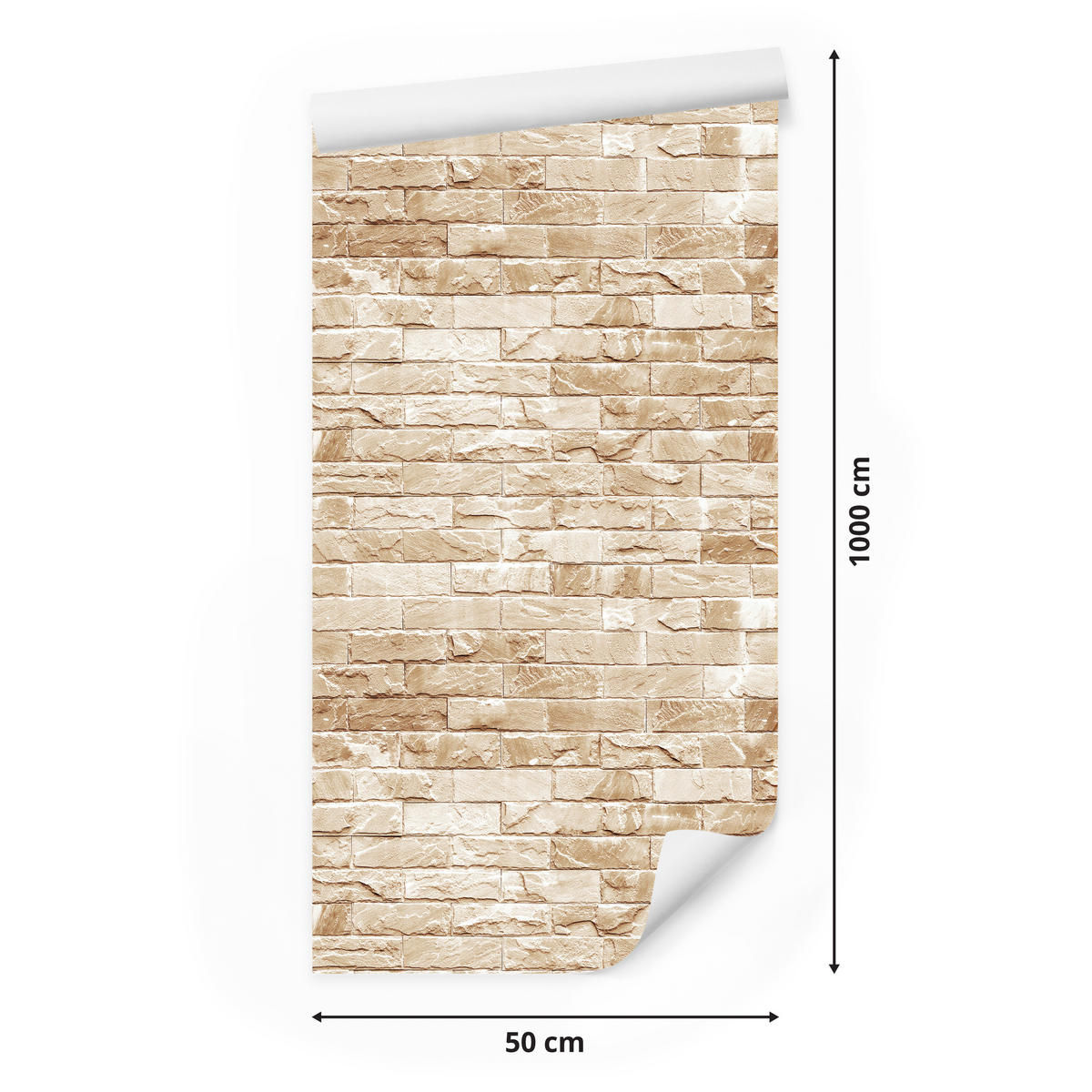 VLIESTAPETE Ziegelwand in 3D-Optik – Beige – 50x1000 cm - Beige, Papier (50/1000cm) - Muralo