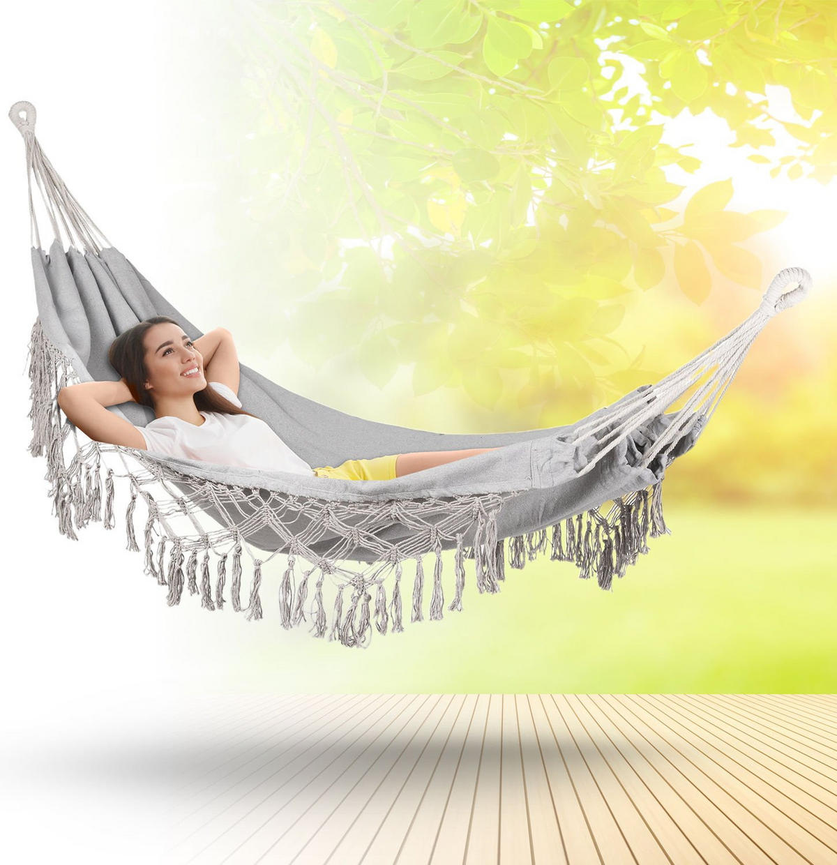 HÄNGEMATTE 200/150 cm, bis 200 kg - Grau, Textil (150/1/200cm) - Outtec