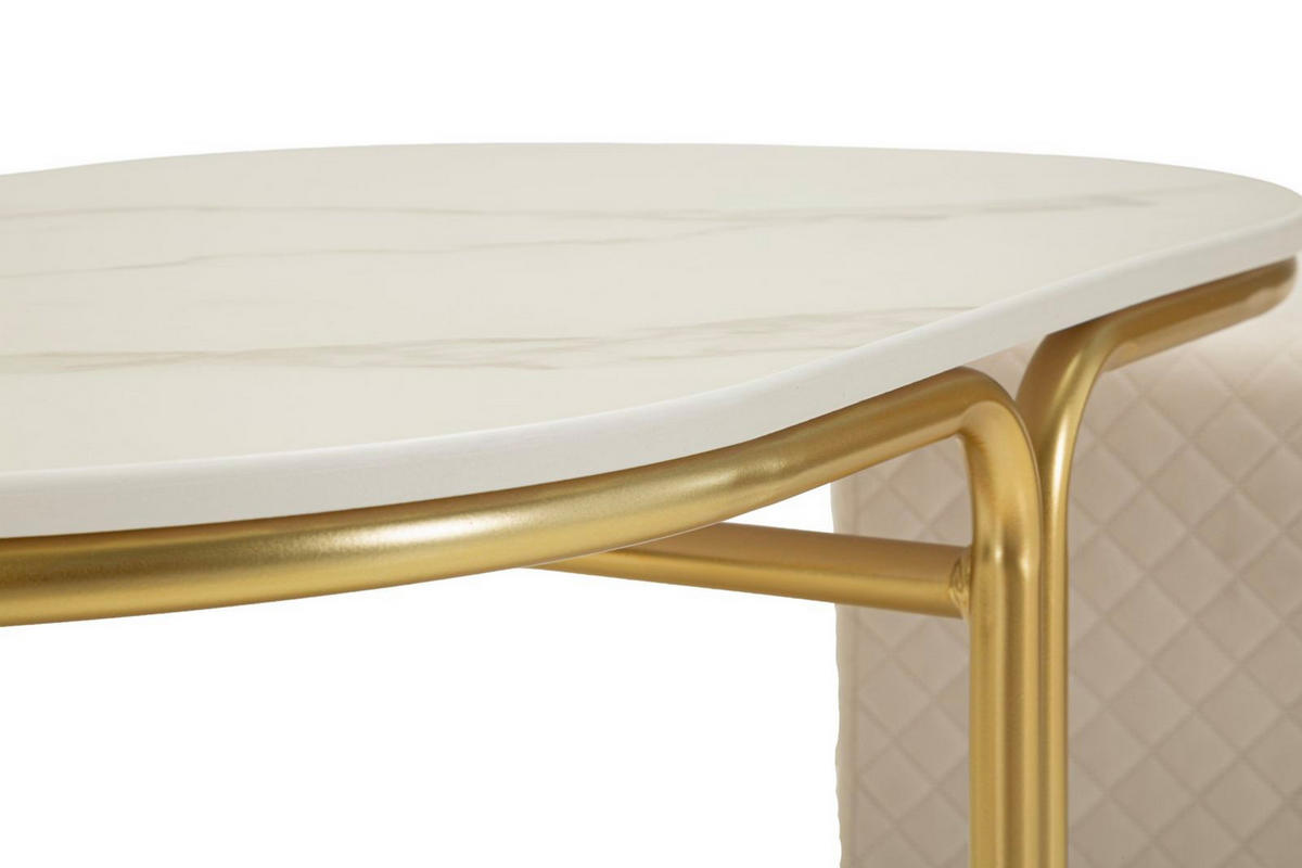 COUCHTISCHE IM 3ER-SET Relax, weiß und goldfarben, Kiefernholz, MDF, Polyester und Metall - Goldfarben/Weiß, Holz/Holzwerkstoff (45/79/44cm) - Mauro Ferretti