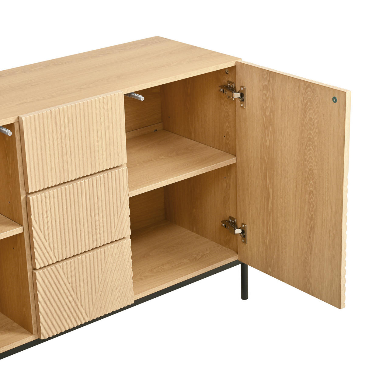SIDEBOARD 115.5/40/76 cm Natur aus MDF mit geometrischer Struktur - Naturfarben, Holzwerkstoff (40/76/115.5cm) - OKMYHOME