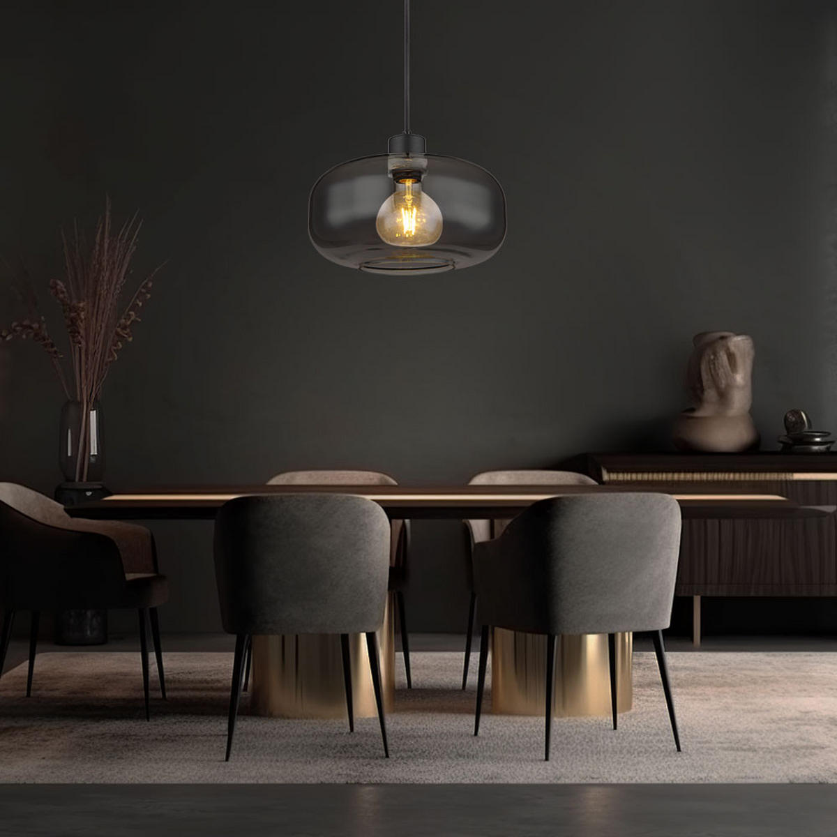 LED HÄNGELEUCHTE Metall Grau Rauchglas - Grau, Glas (28/28/120cm) - Globo Lighting