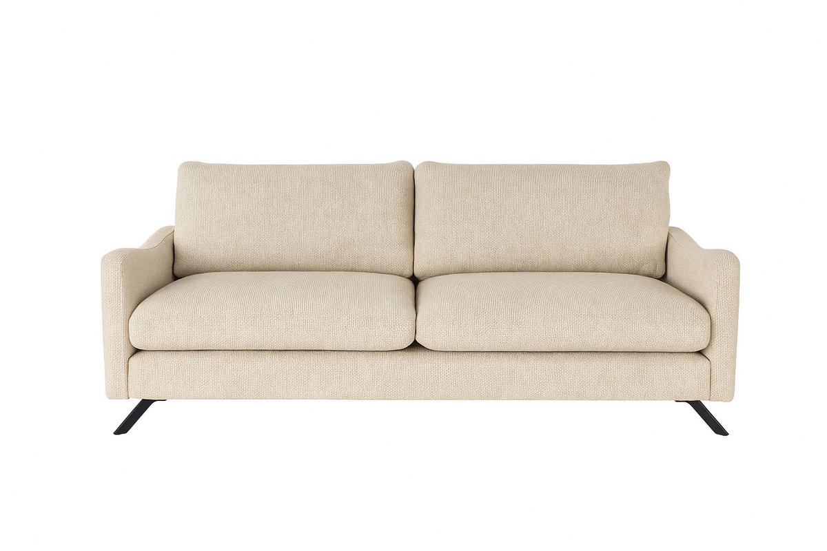 SOFA CLOUD mit schwarz Metallbeinen, Beige - Beige, Textil (235/98/107cm) - KS Home Concept