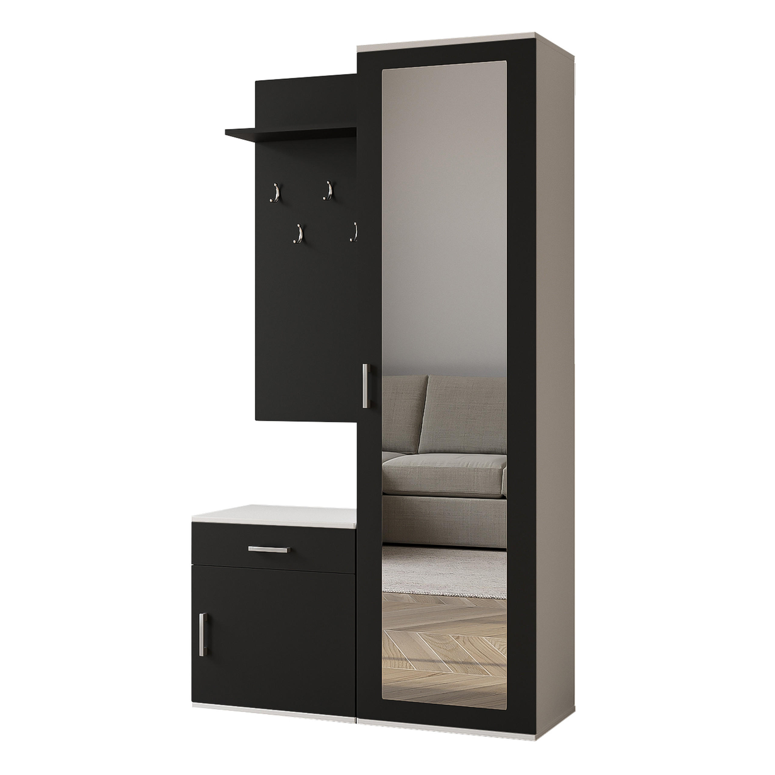 Masseno Garderobenschrank Schwarz 100x180.5x35 cm