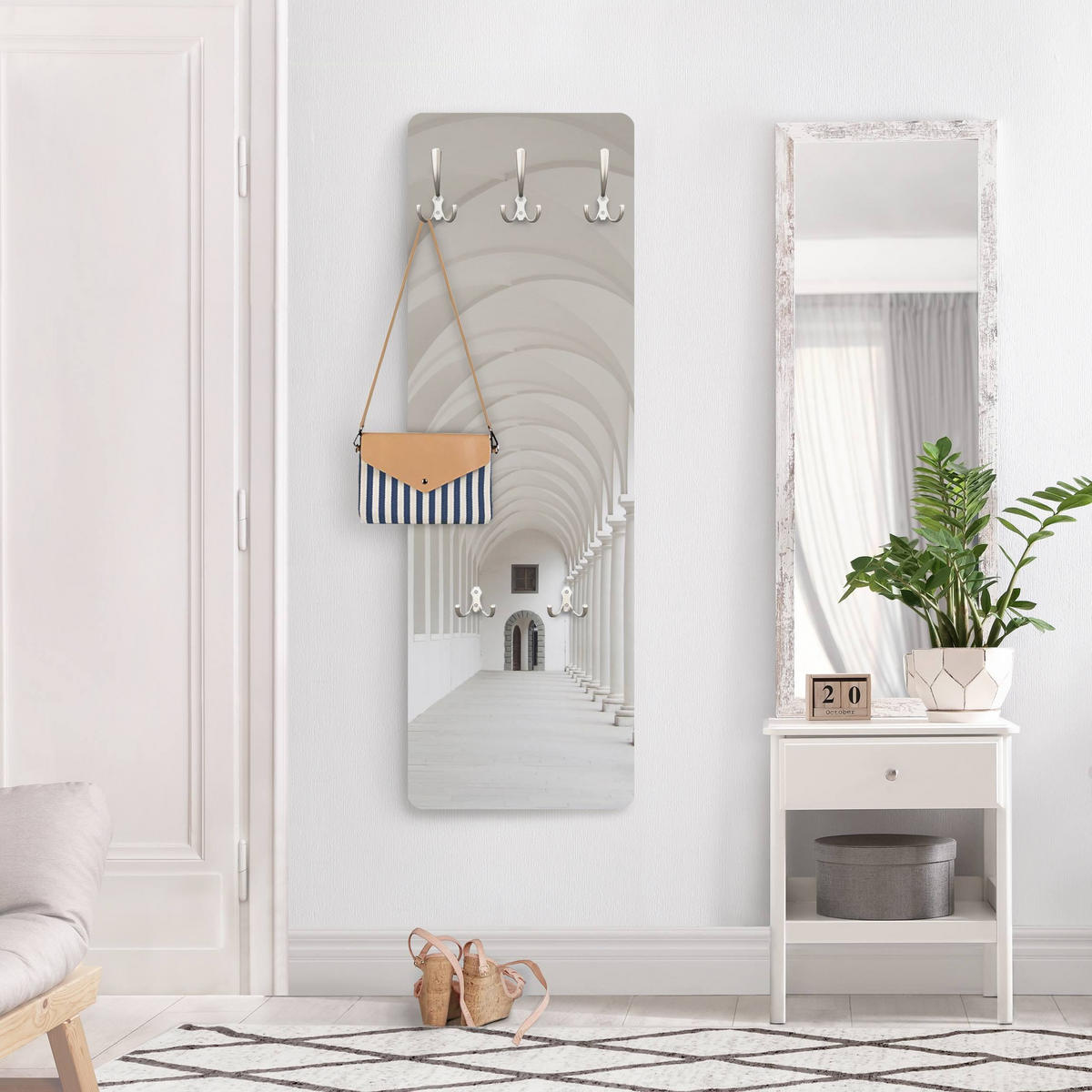 WANDGARDEROBE - Arkaden Weiß 34/105 cm - Weiß, Holzwerkstoff (34/105/1.6cm) - Bilderwelten