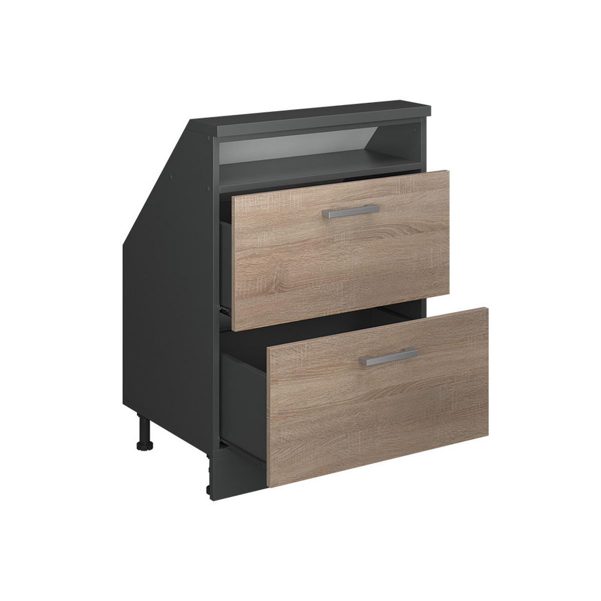 KUCHYŇSKÁ SKŘÍŇKA POD ŠIKMOU STŘECHU R-Line Sonoma/antracit - Sonoma dub/antracitová, kompozitní dřevo (60/81.6/46cm) - Vicco