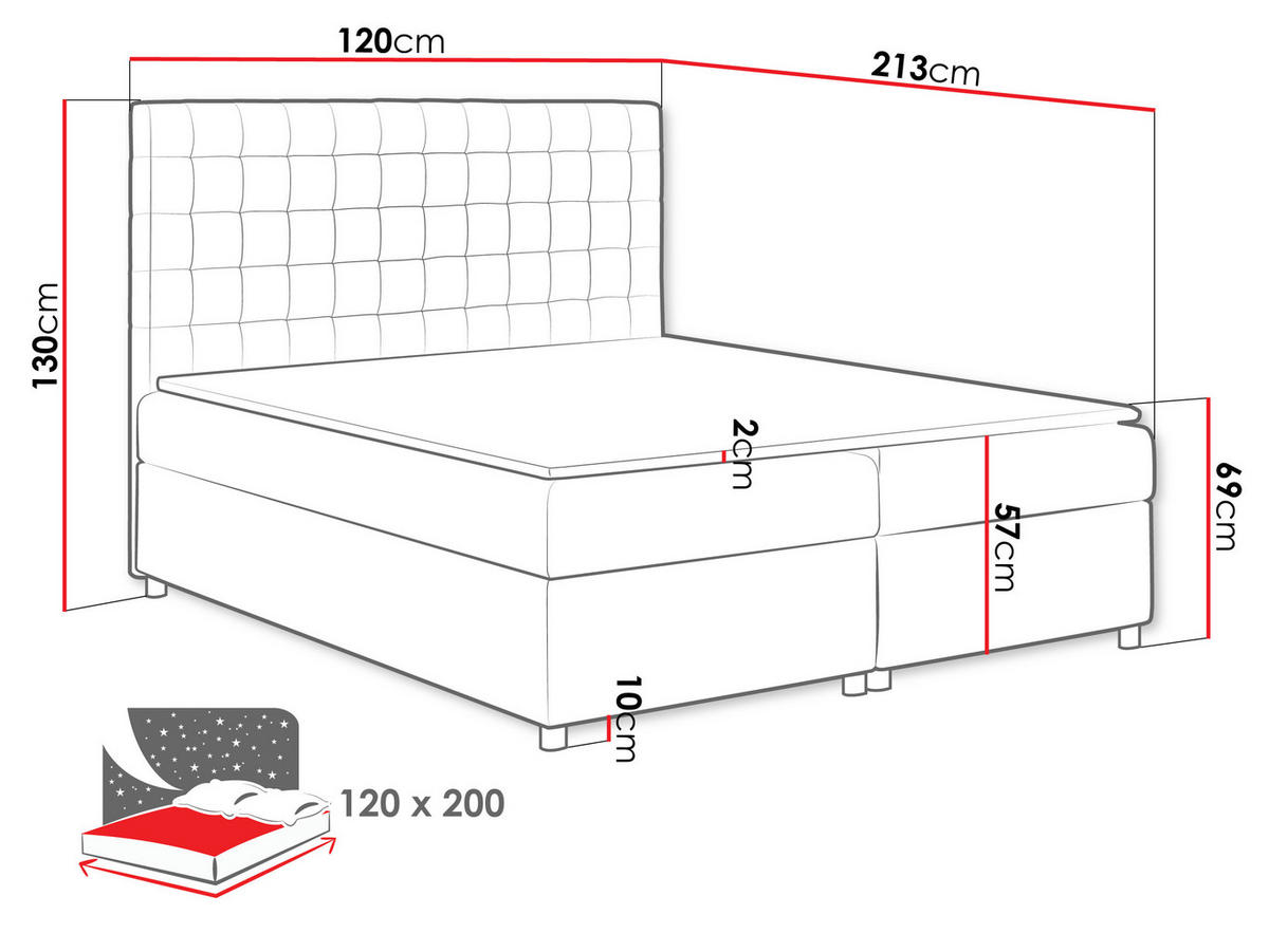 BOXBETT Asti - Schwarz, Holz (120/200cm) - MIRJAN24