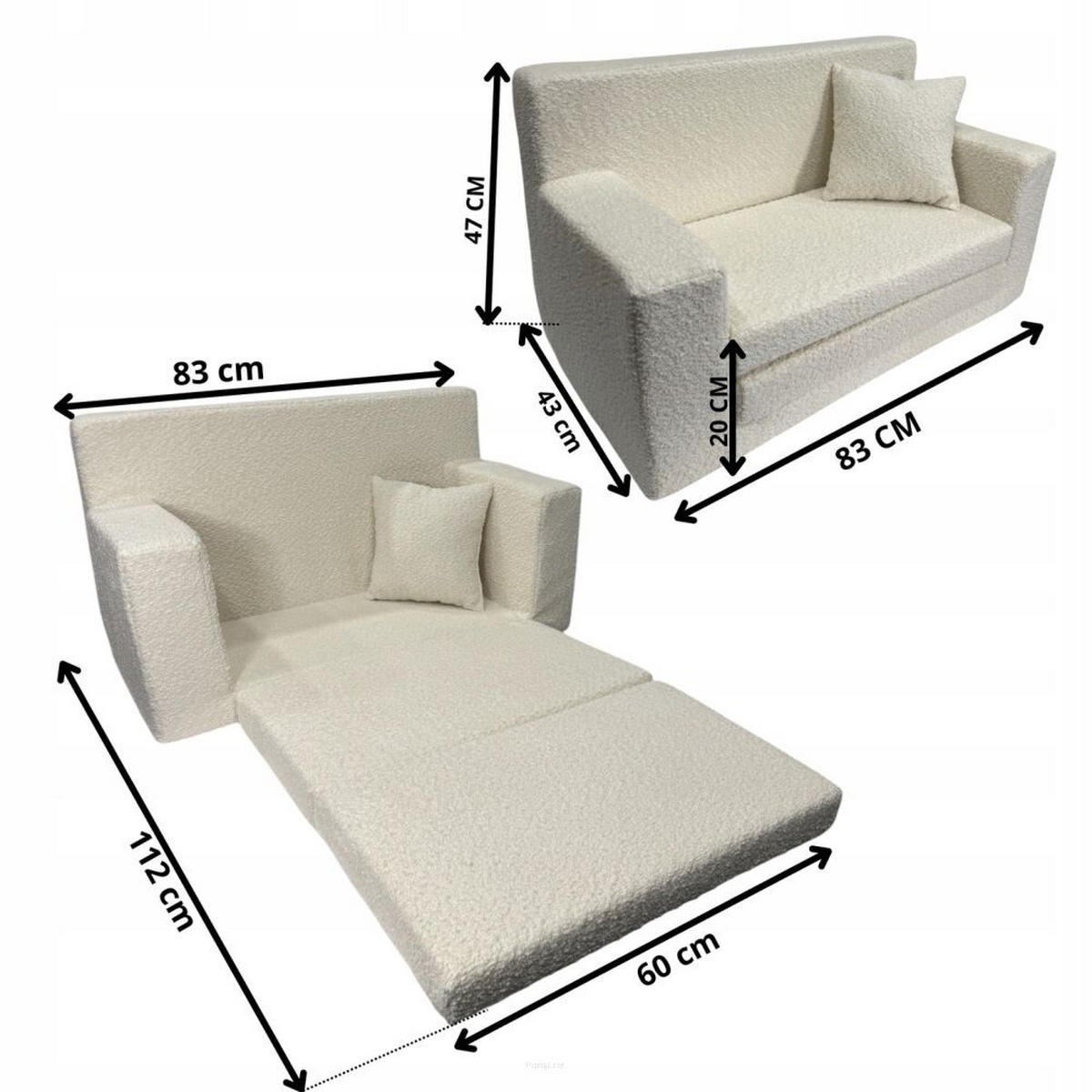 KINDERSOFA David – Stilvoller Komfort für das Kinderzimmer - In den Trendfarben - Braun, Textil (83/47/43cm) - Fortisline