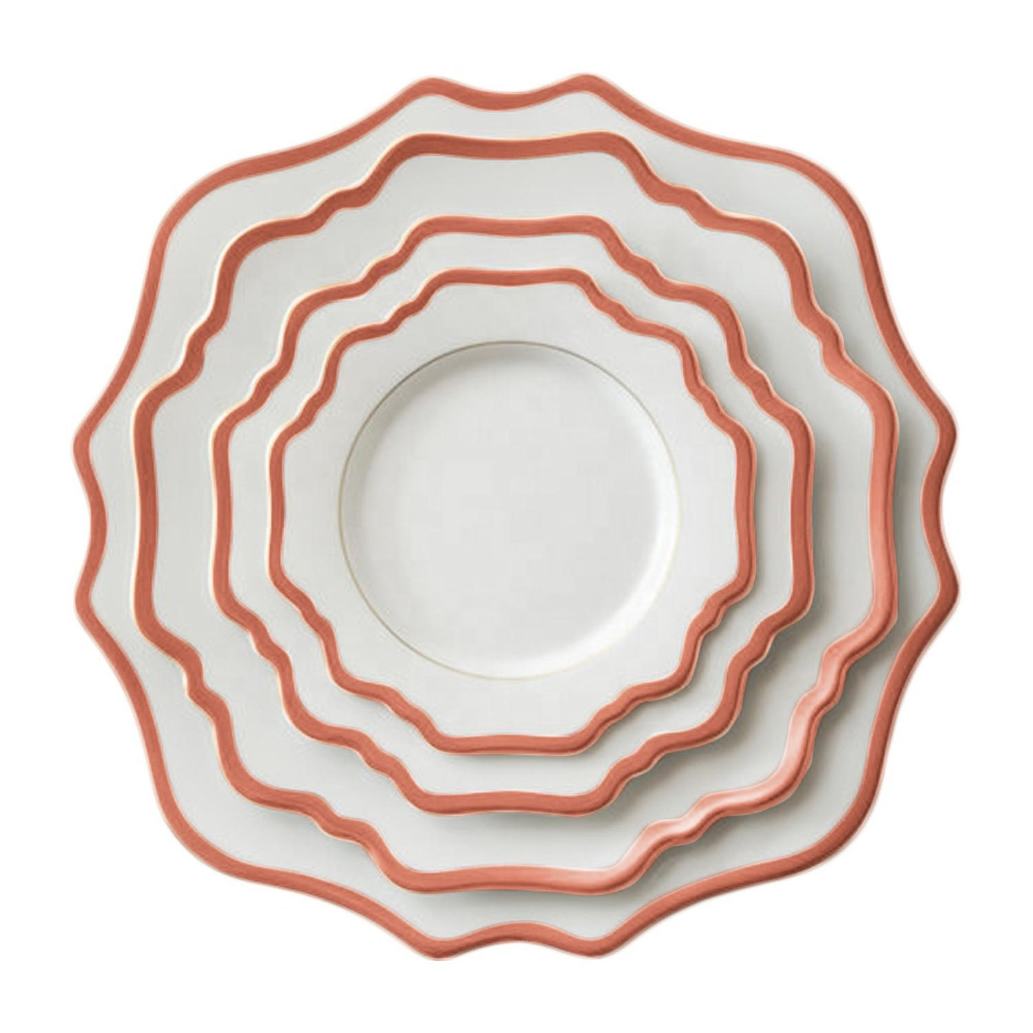 TELLERSET Weiß Roségold Bone China 4tlg Ø30 Ø27 Ø20 Ø16 cm - Weiß Hochglanz, Keramik (33/33/3cm) - Quality Elegance