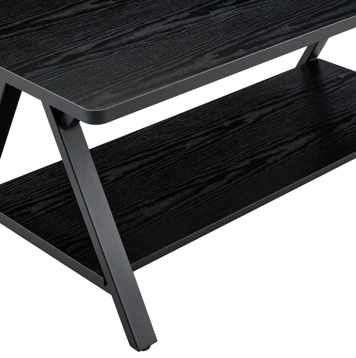 COUCHTISCH aus MDF und Metall 110x57x44,5 cm in Schwarz mit Stauraumablage - Schwarz, Holzwerkstoff (110/57/44.5cm) - Modfu