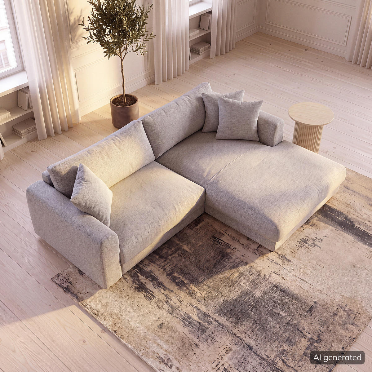 ECKSOFA mit Longchair - Hellgrau/Schwarz, Holz/Kunststoff (238/183cm) - home24