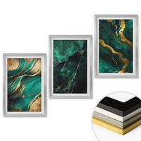 WANDBILDER 3er Set - 40x60 cm Silberner Rahmen - Elegante Steinmuster - Silberfarben, Kunststoff (40/60cm) - ArtPrintCave