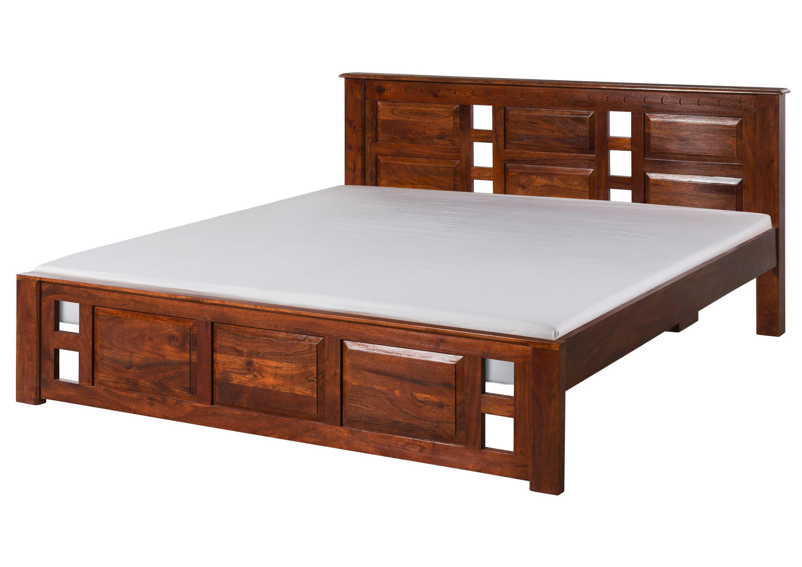BETT Massivholz Akazie 140 x 200 x 90 dunkelbraun OXFORD #251 - Dunkelbraun, Holz (140/200cm) - Massivmoebel24