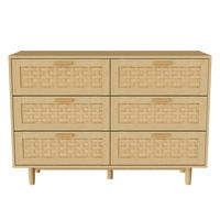 KOMMODE Holzoptik, 6 Schubladen, PVC-geflecht, 115×40×80 cm, Eichefarben - Eichefarben, Holz (115/80/40cm) - EuroLiving