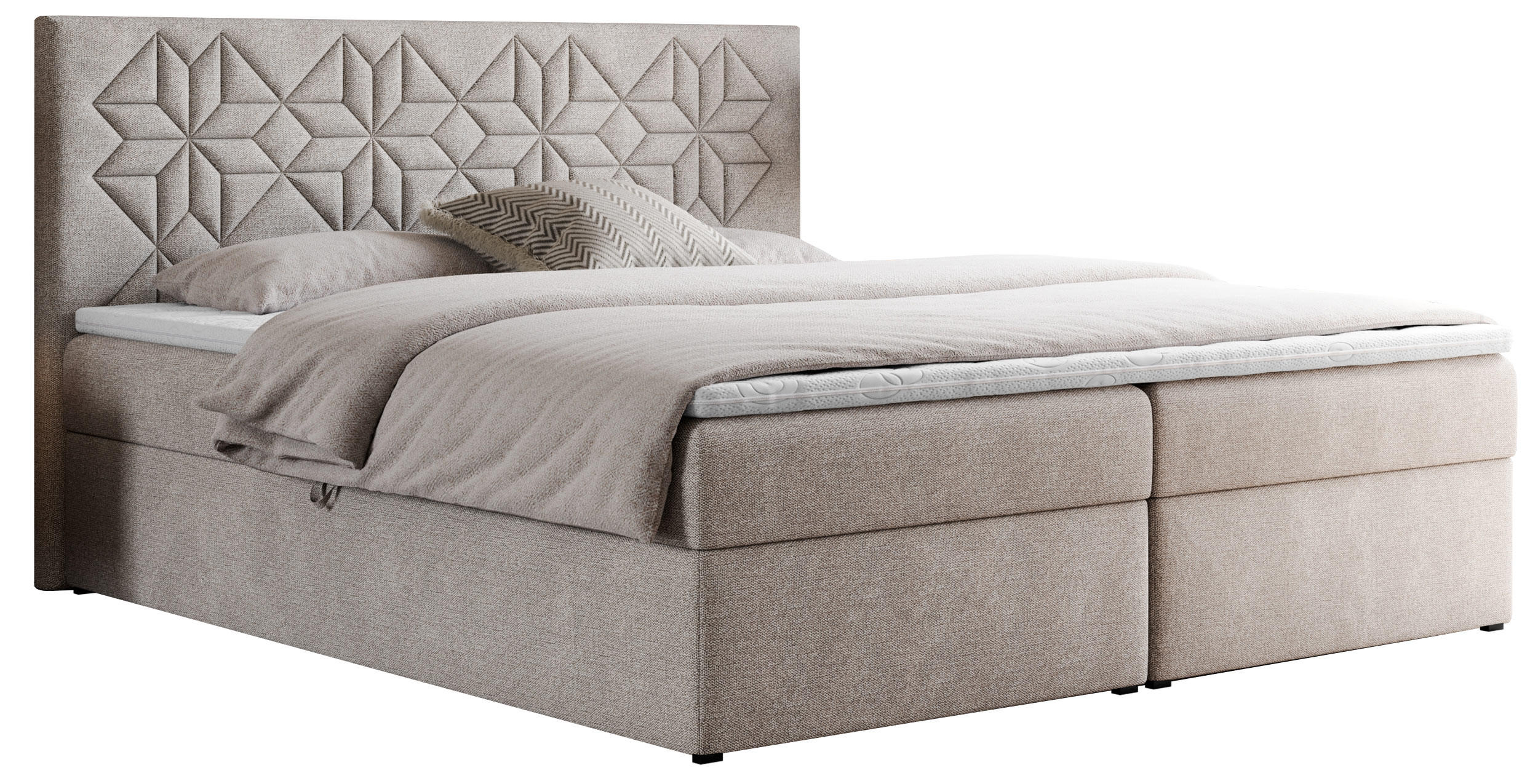 BOXBETT LEILA 140/200 Beige Struktur - H3 - Beige, Holz/Textil (140/200cm) - MKS