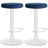 BARHOCKER 2er Set Pontius Samt weiß blau - Blau/Weiß, Textil/Metall (38.5/81/38.5cm) - TPFLiving
