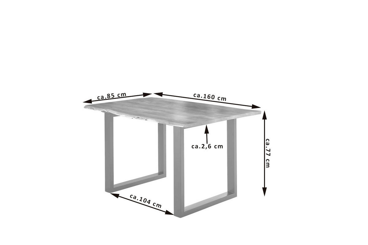 ESSTISCH LUBIN - Beige/Silberfarben, Holz/Metall (85/160/77cm) - SAM