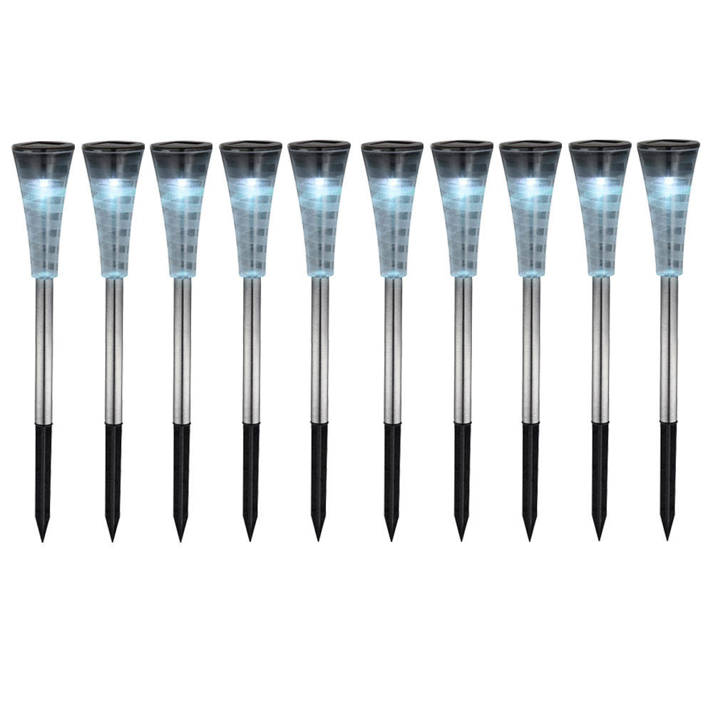 LED AUSSENLEUCHTE Edelstahl Silber 10er Set - Silberfarben, Metall (4/4/27cm) - Globo Lighting