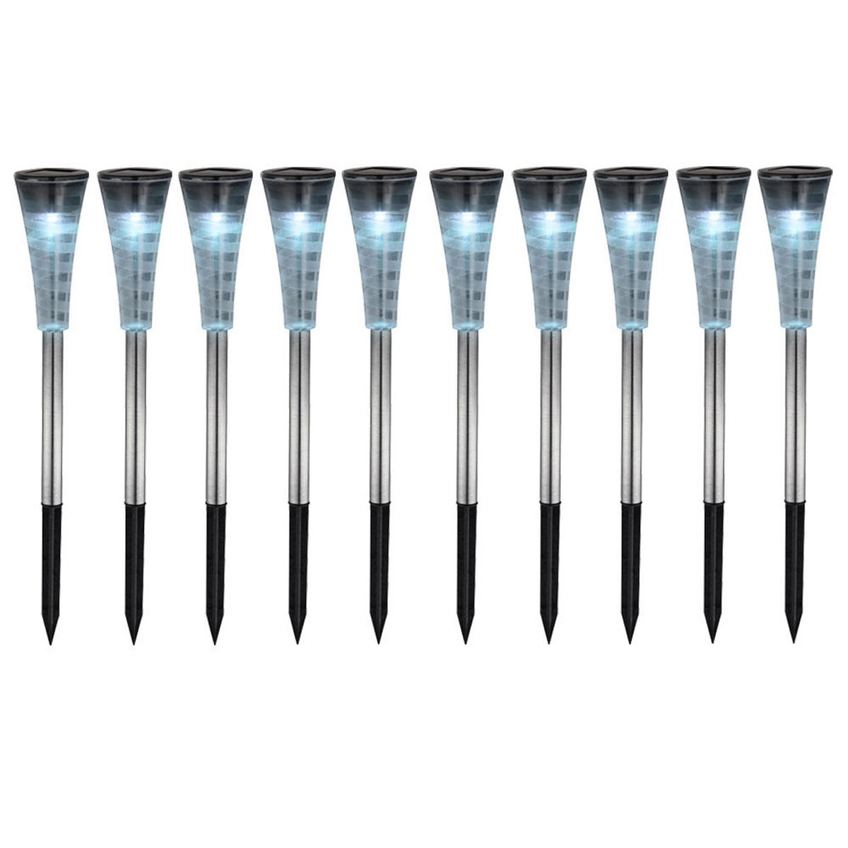 LED AUSSENLEUCHTE Edelstahl Silber 10er Set - Silberfarben, Metall (4/4/27cm) - Globo Lighting