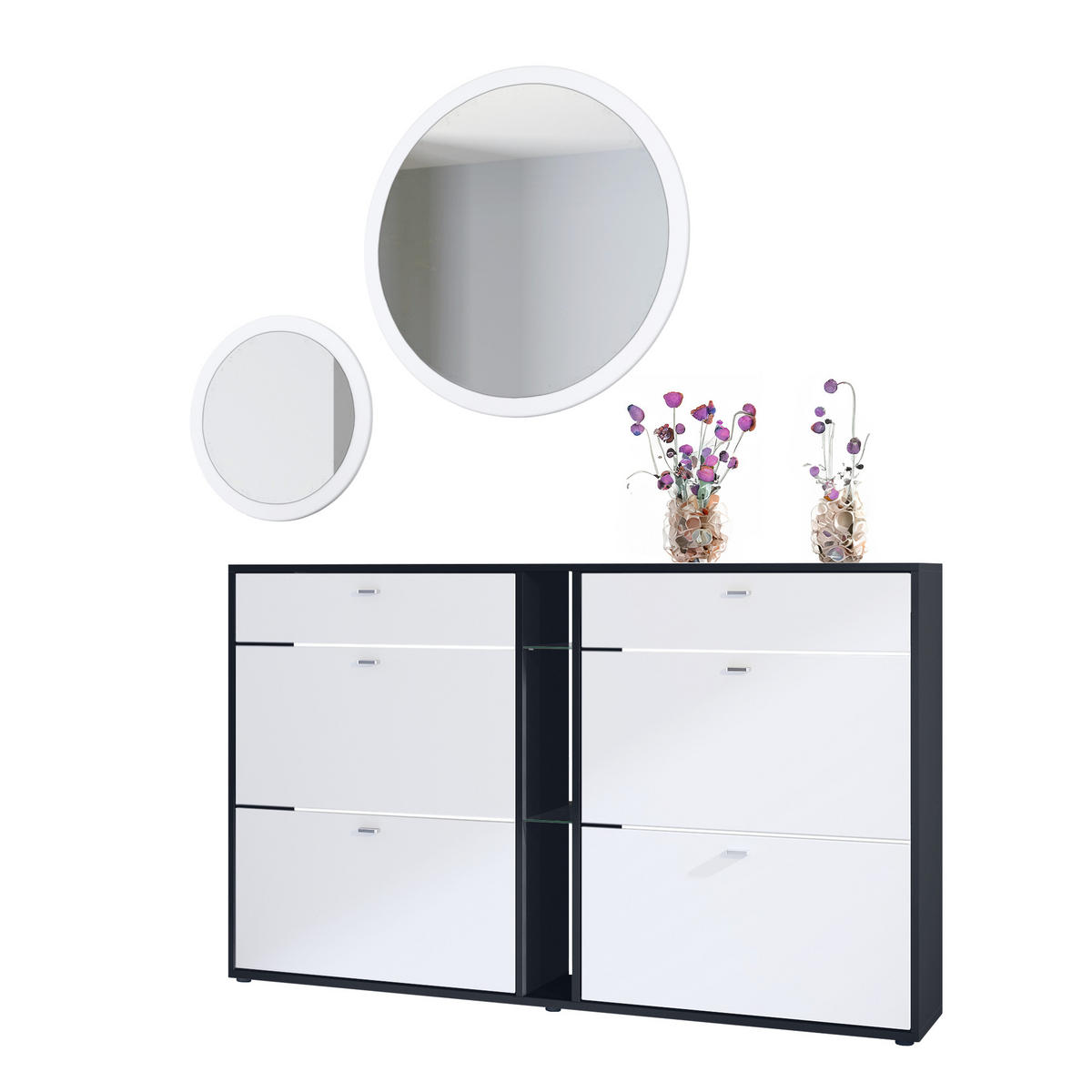 GARDEROBE Florence Weiß matt - Weiß, Holzwerkstoff (155.5/200/28cm) - Vladon