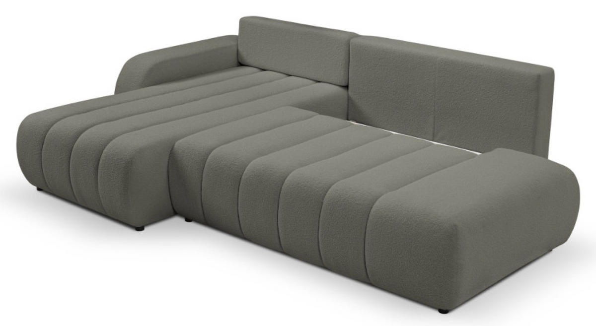ECKSOFA Grau ALOO Schlaffunktion Links Stoff Bouclé - Grau, Textil (276/176cm) - Sepro Meble
