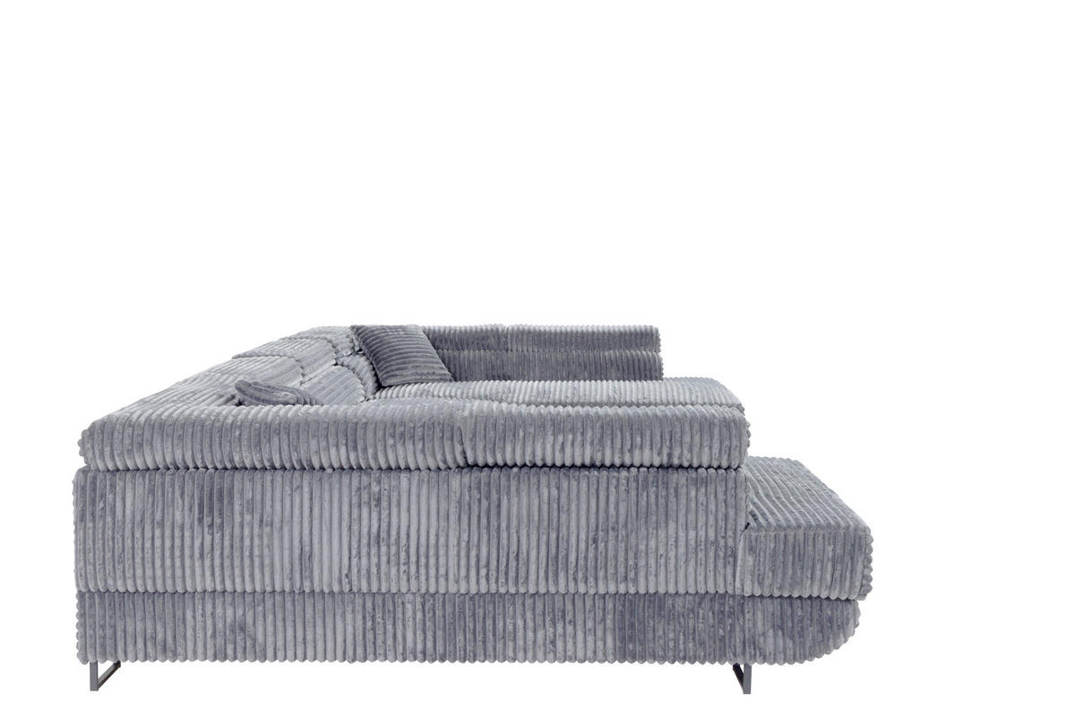 WOHNLANDSCHAFT SERENA U mit Stauraum, Hellgrau - Hellgrau, Textil (340/90/205cm) - KS Home Concept