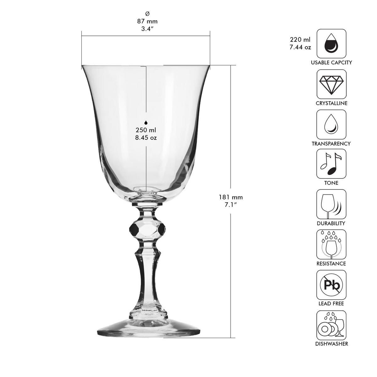 ROTWEINGLÄSER, 6er-Set, 250 ml - Transparent, Glas (0.25L) - Krosno Glass