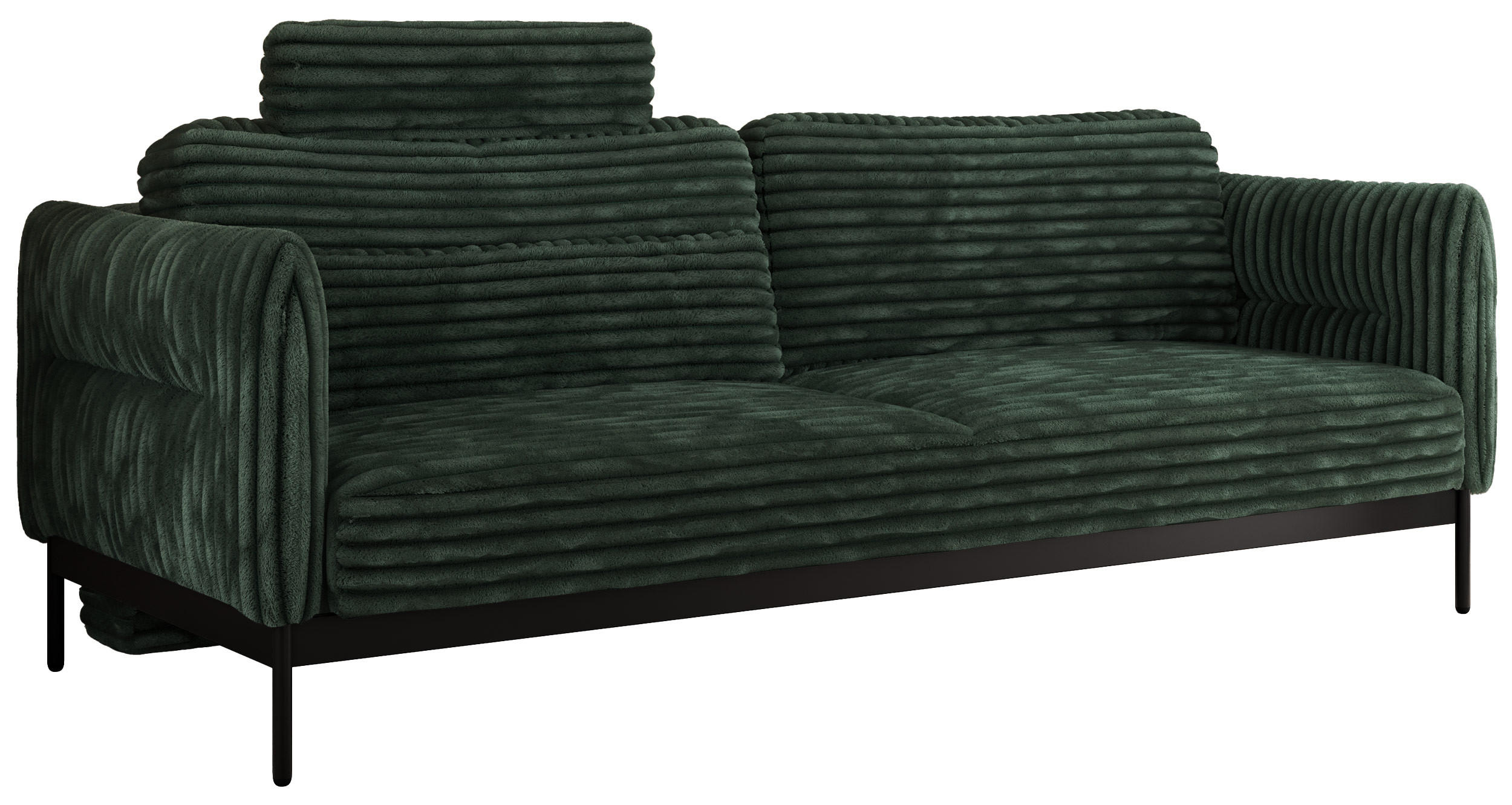 SOFA SALENTO Grün Cord - Schwarz/Grün, Textil/Metall (221/82/101cm) - MKS