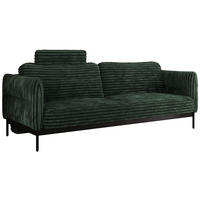 SOFA SALENTO Grün Cord - Schwarz/Grün, Textil/Metall (221/82/101cm) - MKS