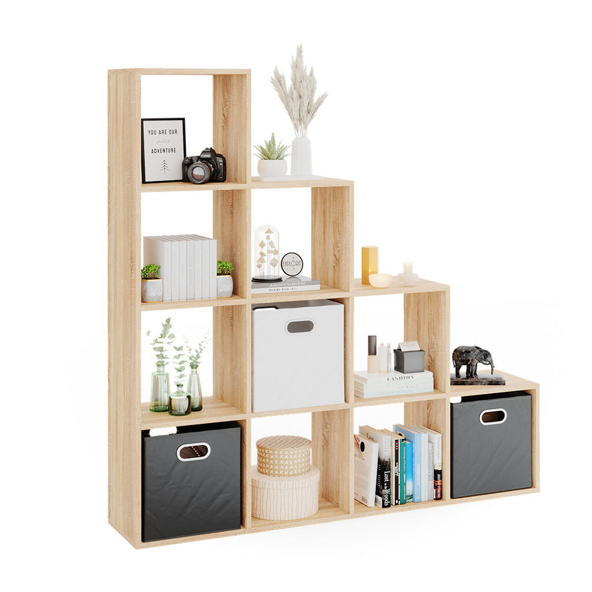 TREPPENREGAL Sonoma 142.5 x 140 cm - Sonoma Eiche, Holzwerkstoff (142.5/140/29cm) - Vicco