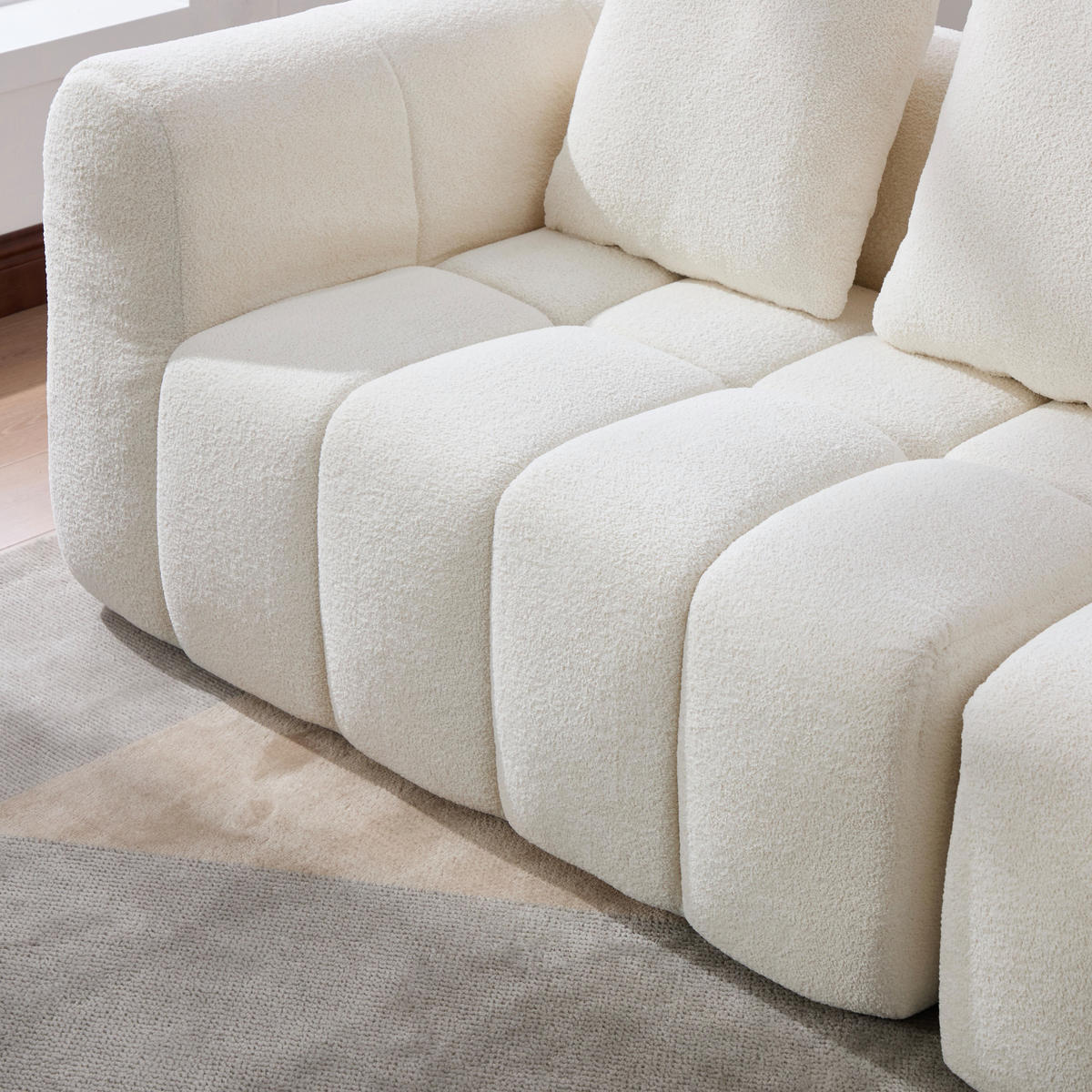 3-SITZER SOFA Cord Beige mit Kissen - Beige, Textil (160/70/94.5cm) - WISHDOR