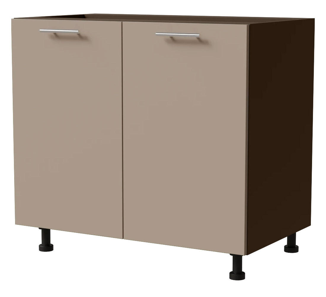 KÜCHENUNTERSCHRANK Brerra D11/90 Korpus lava / Front RAL 1019 graubeige Matt 90 / 50 / 82 cm - Dunkelgrau/Graubraun, Holz/Holzwerkstoff (90/82/50cm) - Feldmann-Wohnen