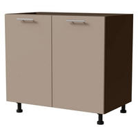 KÜCHENUNTERSCHRANK Brerra D11/90 Korpus lava / Front RAL 1019 graubeige Matt 90 / 50 / 82 cm - Dunkelgrau/Graubraun, Holz/Holzwerkstoff (90/82/50cm) - Feldmann-Wohnen